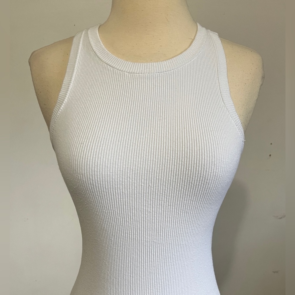 DISSH White Ribbed Sleeveless Maxi Dress Cotton Stretch Size M - Picture 3 of 9